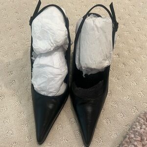 Ladies Black Pointy Toe Slingback Pumps